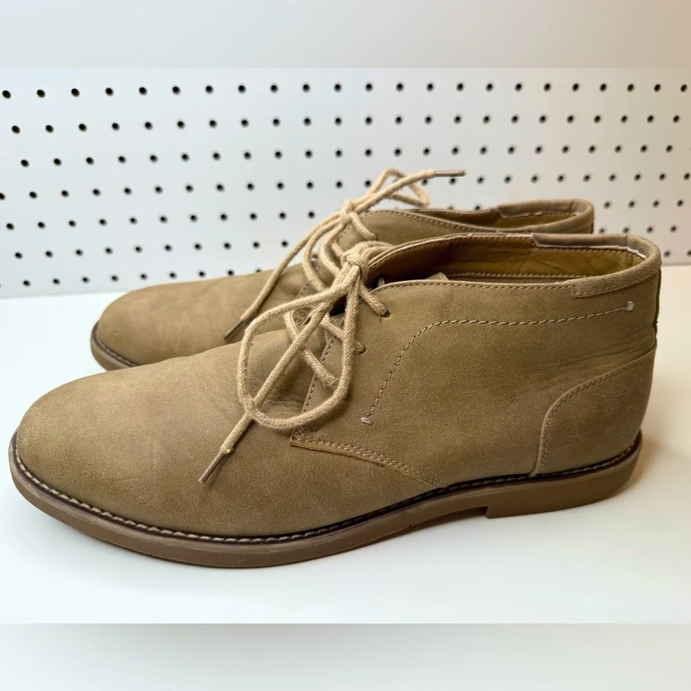 Dexter Comfort Memory Foam Tan Beige Chukka Boots Lace Up Shoes Size 12M Classic